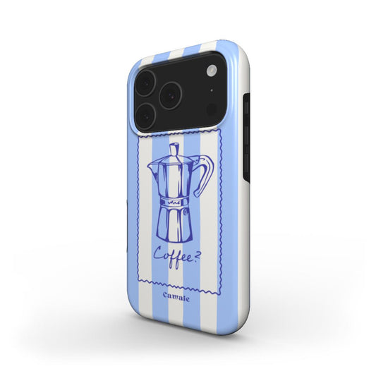Cawaie Caffè Blue Stripe MagSafe iPhone 17 Pro Case Aesthetic