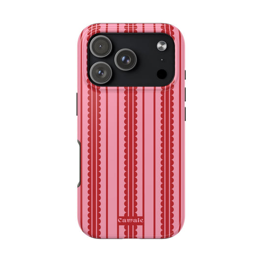 Cawaie Red Pink Stripe MagSafe iPhone 17 Pro Case