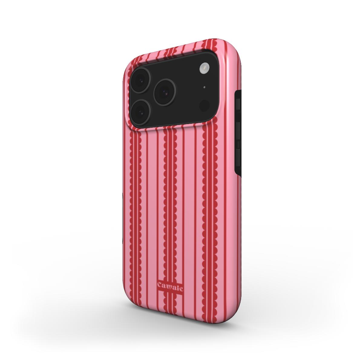 Cawaie Red Pink Stripe MagSafe iPhone 17 Pro Case Aesthetic