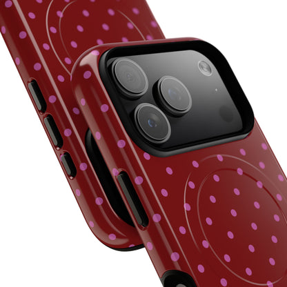 Bordeaux Polka Dot MagSafe iPhone Case