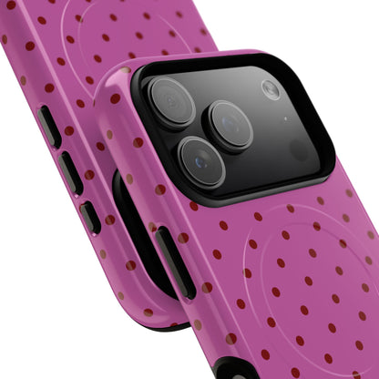 Crimson Polka Dot MagSafe iPhone Case