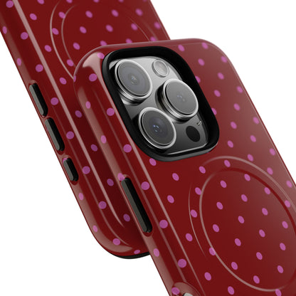 Bordeaux Polka Dot MagSafe iPhone Case