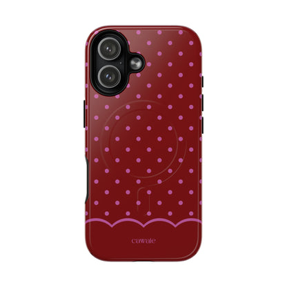Bordeaux Polka Dot MagSafe iPhone Case