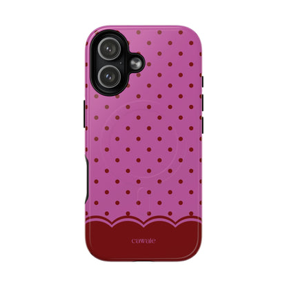 Crimson Polka Dot MagSafe iPhone Case