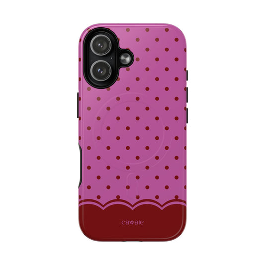 Crimson Polka Dot MagSafe iPhone Case