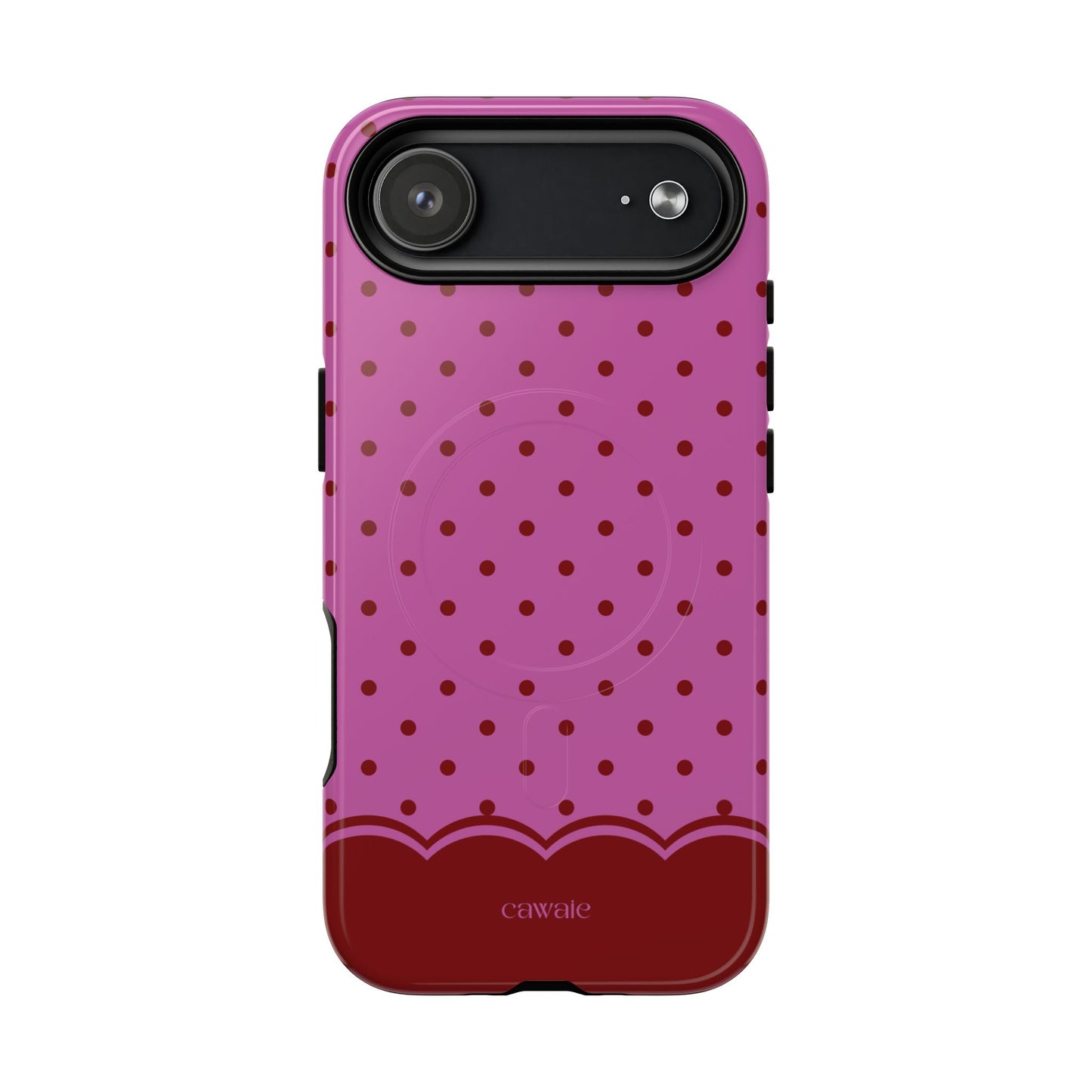 Crimson Polka Dot MagSafe iPhone Case