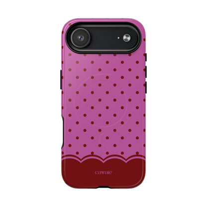 Crimson Polka Dot MagSafe iPhone Case