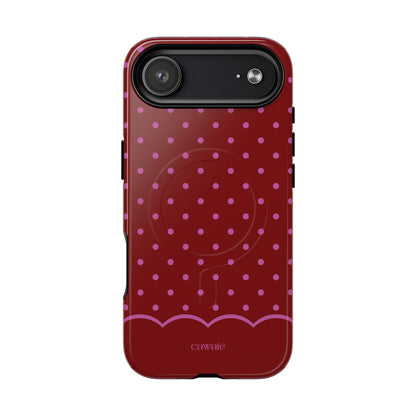 Bordeaux Polka Dot MagSafe iPhone Case
