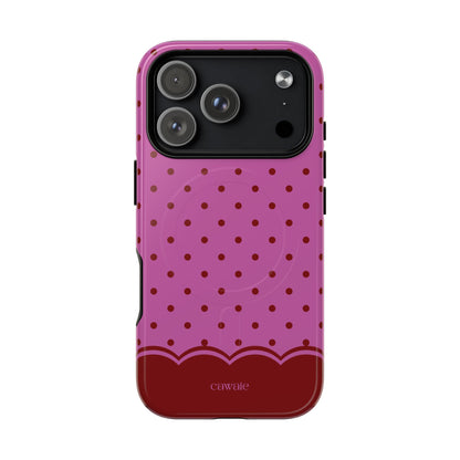 Crimson Polka Dot MagSafe iPhone Case