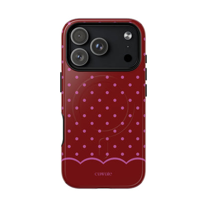 Bordeaux Polka Dot MagSafe iPhone Case