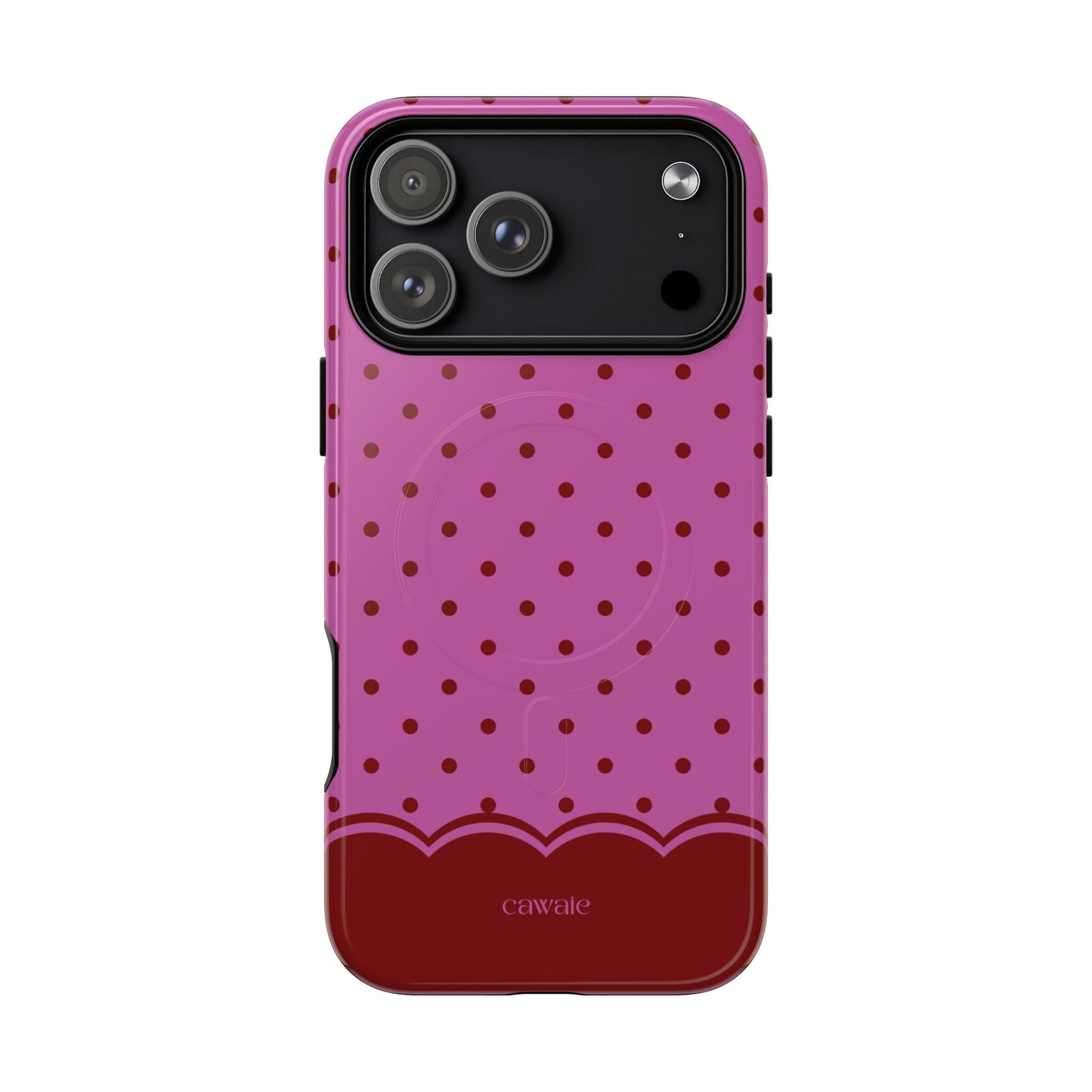 Crimson Polka Dot MagSafe iPhone Case