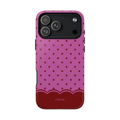 Crimson Polka Dot MagSafe iPhone Case