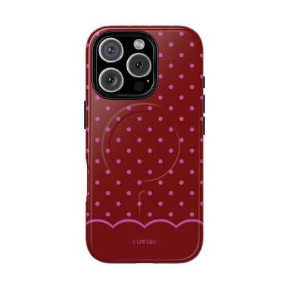 Bordeaux Polka Dot MagSafe iPhone Case