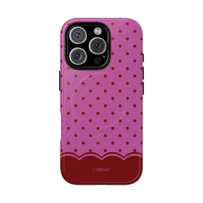 Crimson Polka Dot MagSafe iPhone Case