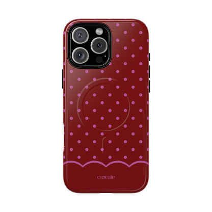 Bordeaux Polka Dot MagSafe iPhone Case
