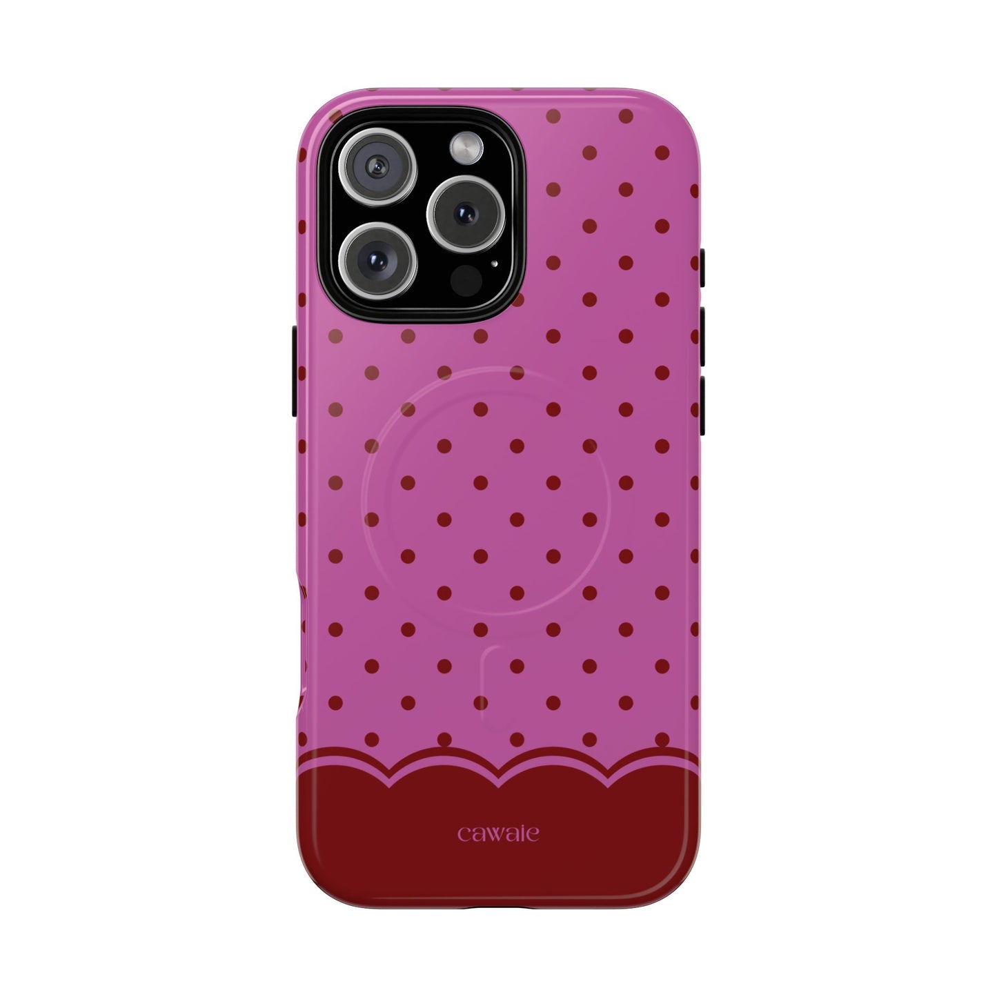 Crimson Polka Dot MagSafe iPhone Case