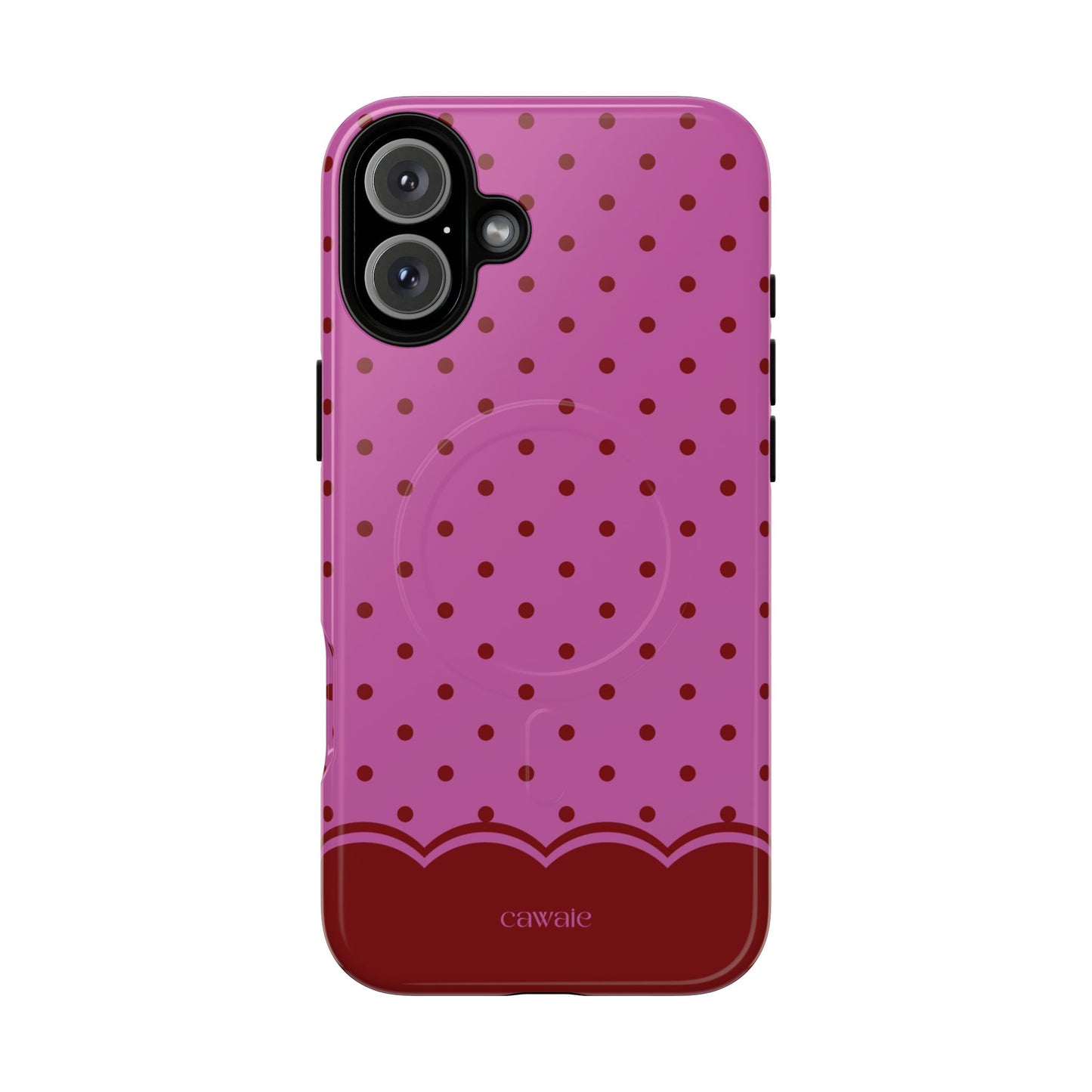 Crimson Polka Dot MagSafe iPhone Case