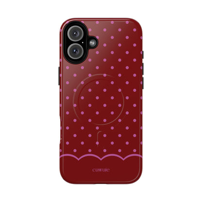 Bordeaux Polka Dot MagSafe iPhone Case