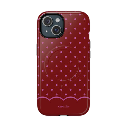 Bordeaux Polka Dot MagSafe iPhone Case