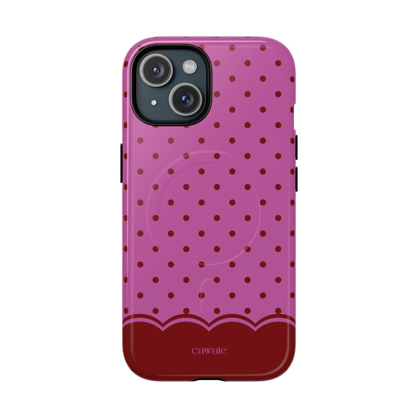 Crimson Polka Dot MagSafe iPhone Case