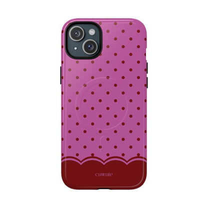 Crimson Polka Dot MagSafe iPhone Case