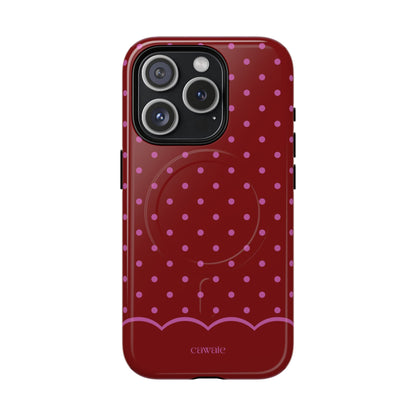 Bordeaux Polka Dot MagSafe iPhone Case