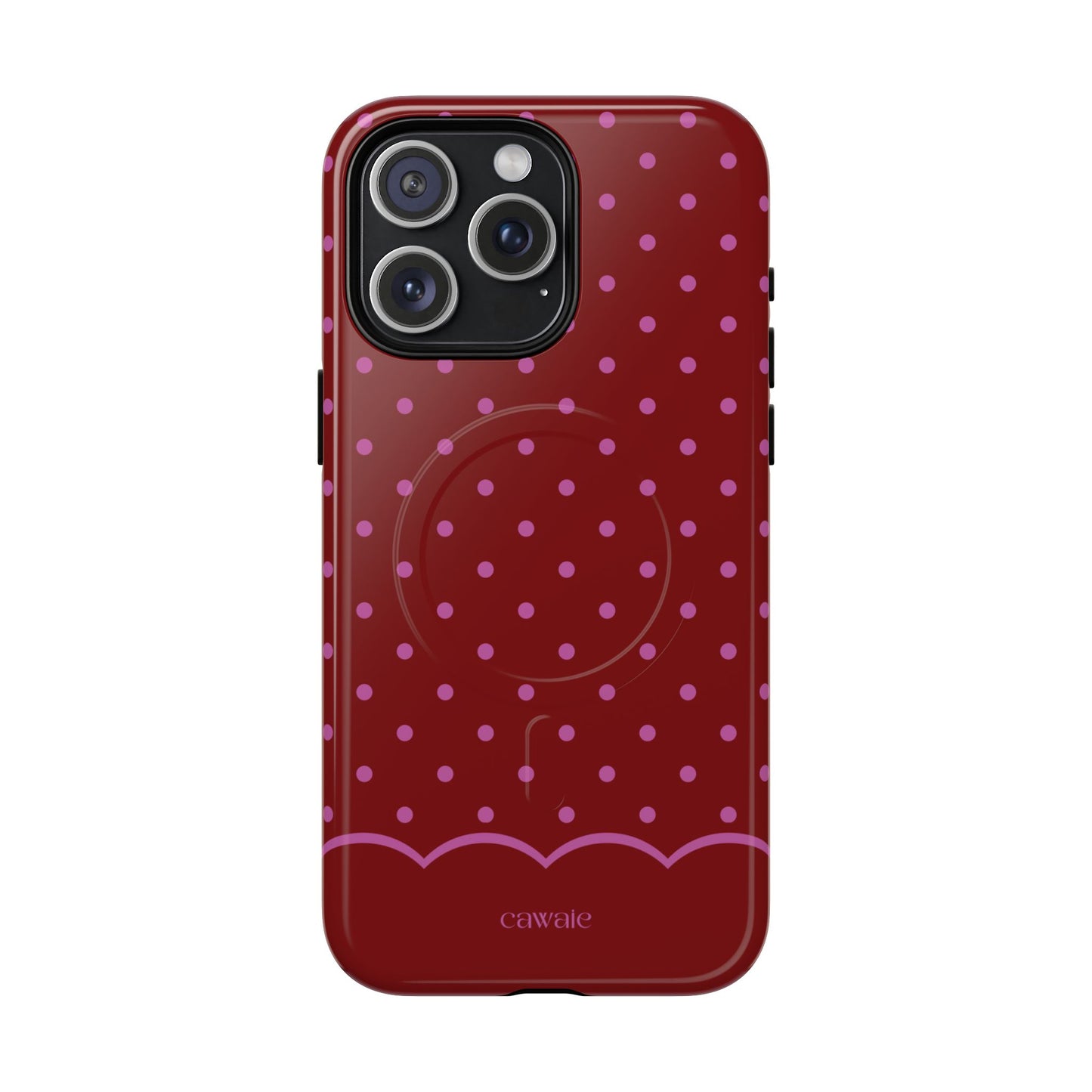 Bordeaux Polka Dot MagSafe iPhone Case