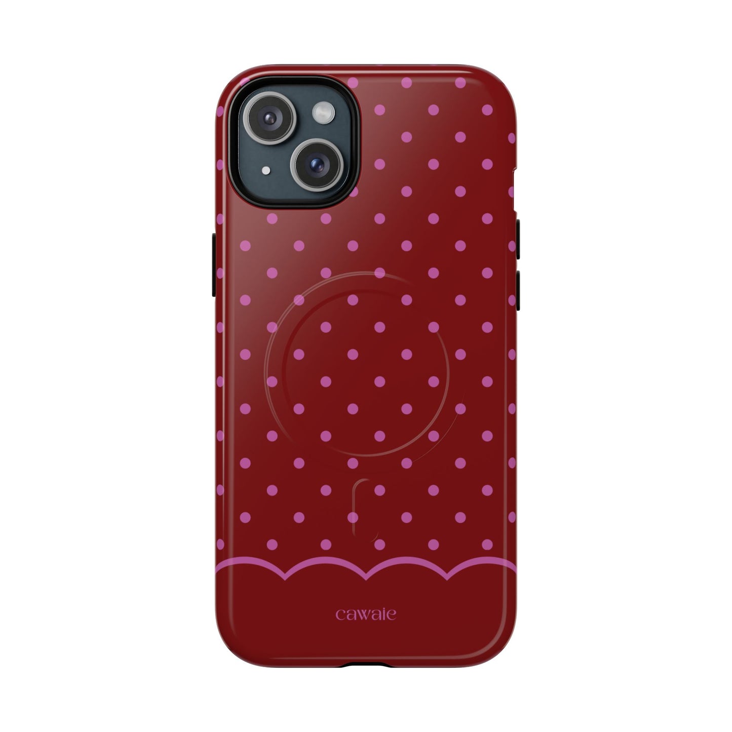 Bordeaux Polka Dot MagSafe iPhone Case