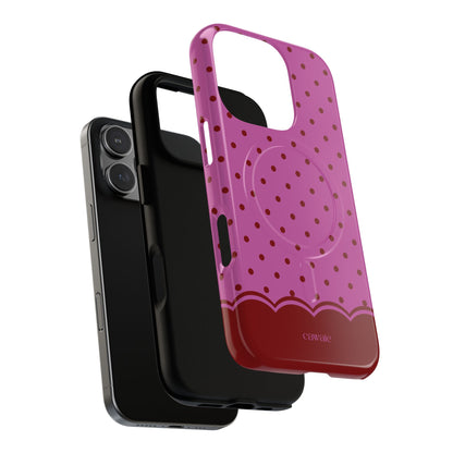 Crimson Polka Dot MagSafe iPhone Case