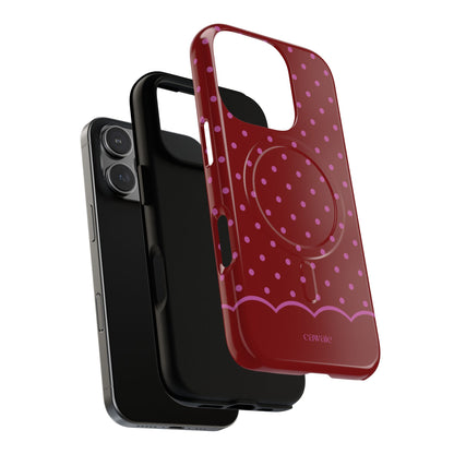 Bordeaux Polka Dot MagSafe iPhone Case